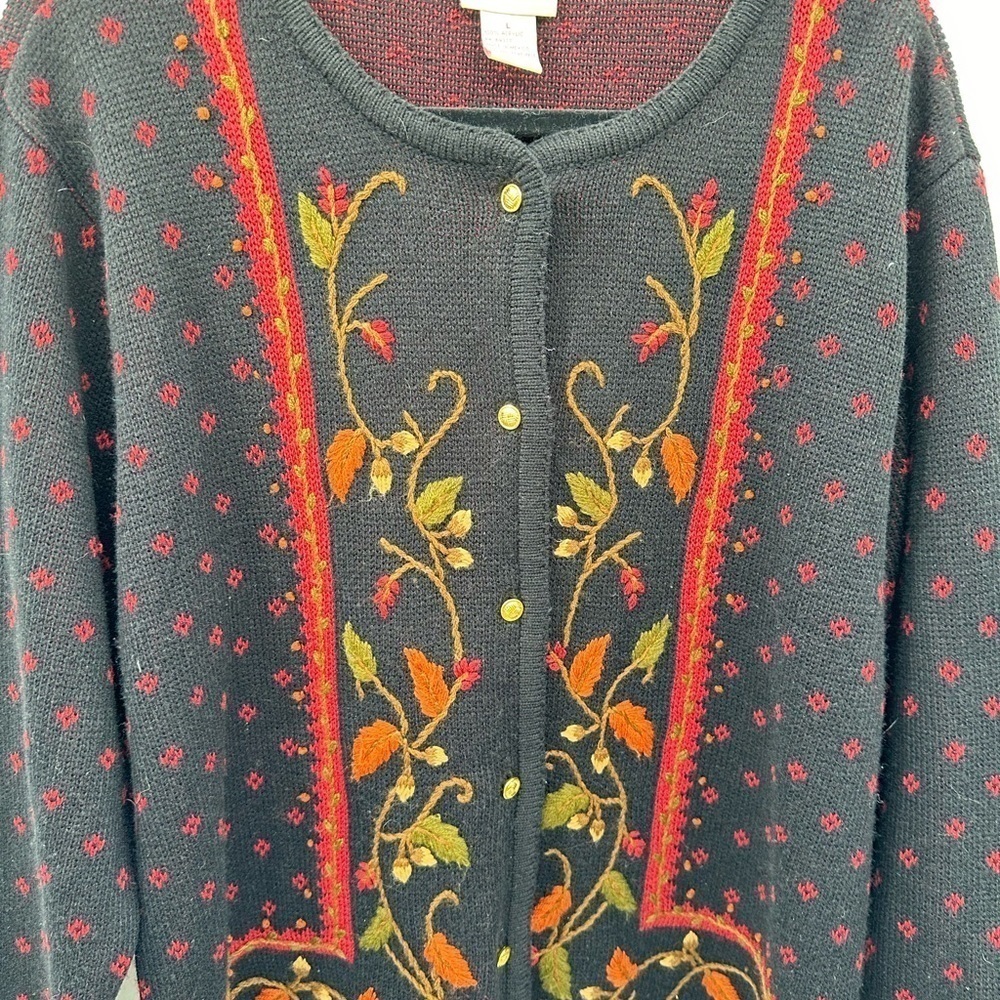 Y2K VINTAGE L Embroidered woman gold button cottagecore 90'cardigan grandmacore - Picture 4 of 13